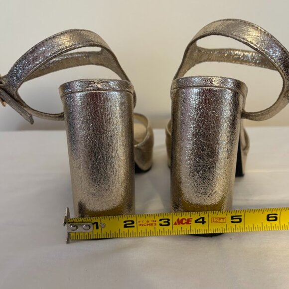 ZARA Gold Metallic Platform Heeled Shoes - Size EU 38-US 7.5 - Picture 7 of 11